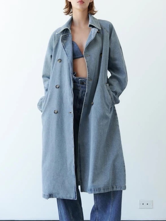 12th Tribe Jackets & Blazers - 12th tribe Light Wash Denim Trench Coat